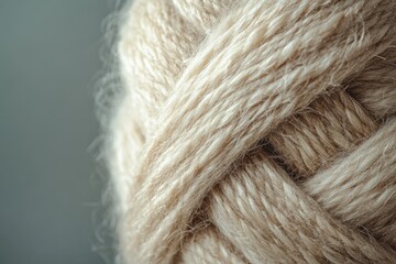 Aufkleber - Close-up of beige, textured yarn strands intricately woven together.