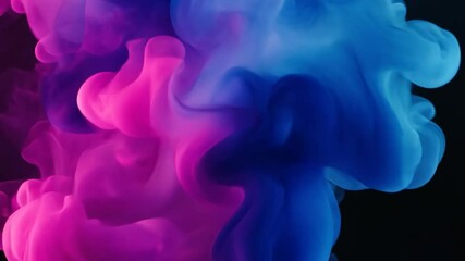 Poster - Vibrant pink and blue smoke swirls in darkness.