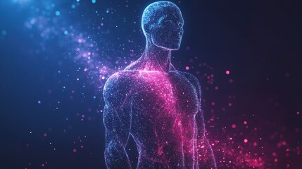 Poster - Abstract digital human figure, futuristic background, bioluminescent effect