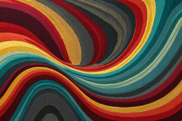 Aufkleber - Abstract image of swirling, multicolored textile texture resembling yarn or thread, creating a dynamic and visually captivating design, showcasing vibrant color combinations and smooth curves