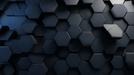 Poster - Dark gray textured hexagonal pattern, creating a geometric abstract background suitable for modern designs, technology or corporate branding