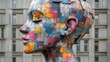 © azi - Puzzle head art installation displayed on street for community engagement projects