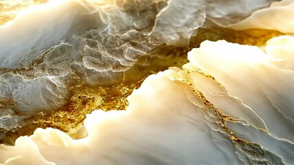 Poster - Discover the striking beauty of glowing textures illuminating a rocky landscape at sunset in this captivating visual journey Generative AI