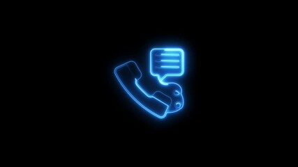 Poster - Glowing phone with speech bubble animation communication concept on black background