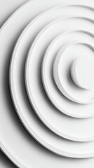 Poster - Captivating concentric circles in pristine white creating a mesmerizing abstract pattern with smooth curves and subtle shadows a minimalist design