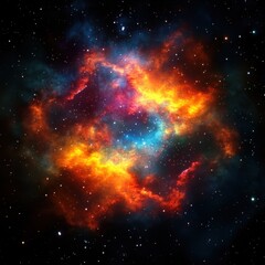captivating cosmic nebula in deep space with vibrant colors of orange blue and red showcasing celest