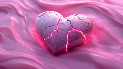 Wall Mural - Emotional Pink Heart with Cracked Design