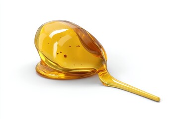 Poster - Golden Honey Droplet on White Background Capturing Sweetness and Clarity in a Studio Shot with Natural Light