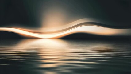 Poster - Mystical waves dance over tranquil waters at dusk beneath a soft golden glow Generative AI