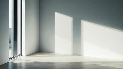 Poster - Sunlight streams through modern windows, creating serene patterns on minimalistic walls in an elegant space Generative AI
