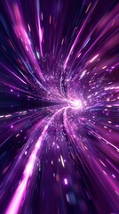 Poster - Abstract purple hyperspace tunnel with light streaks