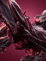 Poster - Abstract fluid motion of deep red liquid on a smooth gradient background creating a dynamic and elegant visual perfect for modern design and artistic projects