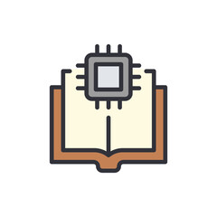 Poster - Computer science colored icons, minimalist vector illustration ,simple transparent graphic element .Isolated on white background