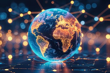 Poster - Universal Connectivity Globe: An Abstract Theme of Digital Cyberspace and Network Innovation
