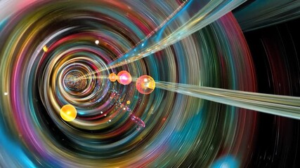 Poster - Colorful abstract tunnel with swirling particles.
