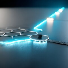 Leinwandbilder - Advanced Tech: Futuristic Circuit Board with Glowing Connections and Data Transfer Visualization 