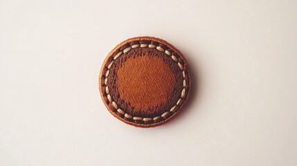 Poster - Woven brown coaster on a light background showcasing craftsmanship and rustic charm with a neutral color palette and a clean minimalist aesthetic ideal for design projects