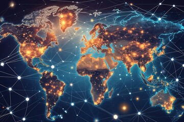 Poster - Futuristic Global Network Illustration Showcasing Connectivity and the Digital Web Landscape