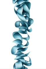 Poster - Elegant teal ribbon cascade on white backdrop artistic watercolor illustration for festive decoration and gift wrapping design with graceful curves and soft light