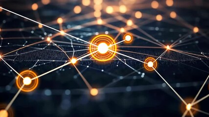 Fototapete - Exploring the intricate web of connections in a digital landscape illuminated by glowing nodes and vibrant pathways Generative AI