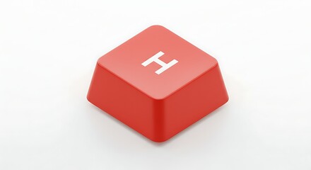 Aufkleber - Single Red 'H' Keycap:  High-Resolution Product Shot