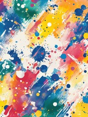 Poster - Vibrant abstract art featuring colorful paint splatters and brushstrokes creating a dynamic and energetic visual texture perfect for creative backgrounds and artistic presentations