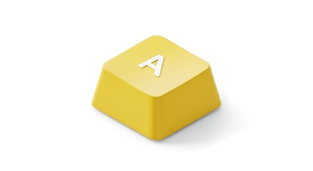 Aufkleber - Single Yellow 'A' Keycap: 3D Rendered Design