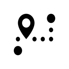 Poster - Black map pin icon with a white center above a dotted line leading to smaller circles design element
