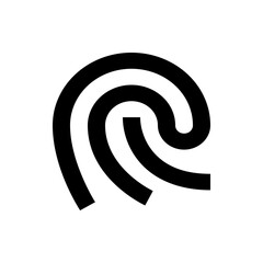 Poster - abstract black and white design featuring three curved lines forming a swirl like shape on a white b