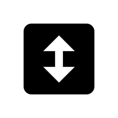 Poster - A black square with rounded corners containing a white arrow pointing up and a white arrow pointing down