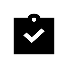 Poster - Black clipboard with a white check mark indicating completion and a hole for hanging on the top side