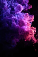 Poster - Ethereal purple smoke swirls and dances against a dark backdrop creating a mesmerizing and dreamy visual effect with abstract depth and captivating movement
