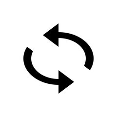 Poster - Two curved arrows facing each other in a circular motion indicating a looping or recycling process icon 1