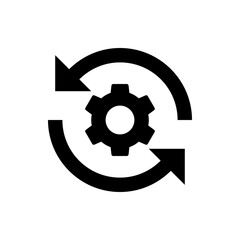 Poster - Black gear inside a circular arrow suggesting process automation and continuous improvement workflow icon