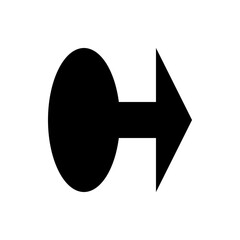 Poster - A black arrow with a circular base pointing right on a white background in a simple and clean design style