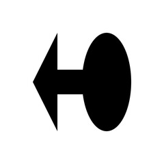 Aufkleber - A black arrow pointing left connected to a black circle indicating direction and navigation on white background