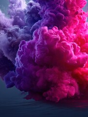 Poster - ethereal cloud of vibrant pink and purple ink swirling gracefully in water creating a mesmerizing ab
