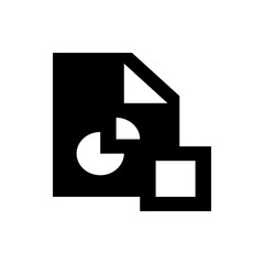 Poster - Illustration of a document with a folded corner and a pie chart with a square shape overlapping it neatly