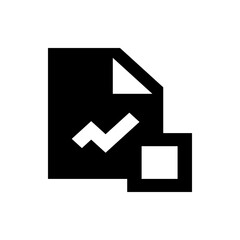 Poster - Black and white document icon with checkmark and square representing file confirmation status indicator