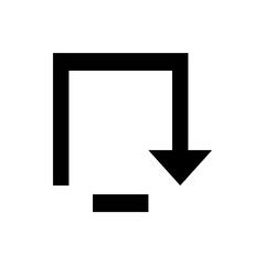 Poster - Black arrow forming a square shape pointing downwards with a horizontal line at the bottom side corner