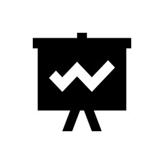 Poster - Presentation board showcasing an upward trending zigzag line in a solid black and white design style