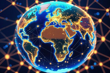 Poster - Dynamic Globe Visualization Showcasing Global Connectivity and Network Representation
