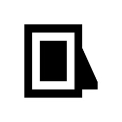 Poster - illustration of a black picture frame with a white border and a stand on the right side displayed