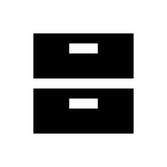 Poster - Two black rectangles stacked vertically with a small white rectangle inside each on a white background