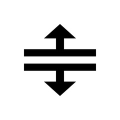 Poster - Black arrows pointing up and down separated by horizontal lines on a white background illustration design