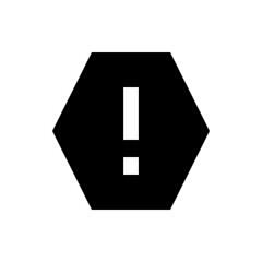 Poster - Black hexagon containing a white exclamation point centered within the geometric shape design element