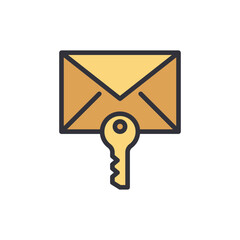 Poster - Secret mail colored icons, minimalist vector illustration ,simple transparent graphic element .Isolated on white background