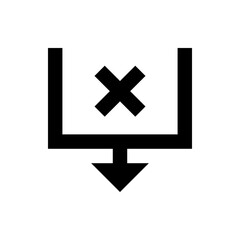 Poster - Black and white diagram of a box with an x inside and an arrow pointing down from the bottom side