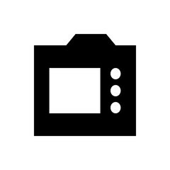 Poster - Illustration of a black microwave oven with a white interior and three white circles on the right side