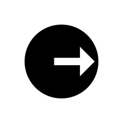 Poster - A black circle containing a white arrow pointing to the right indicating direction and navigation use case